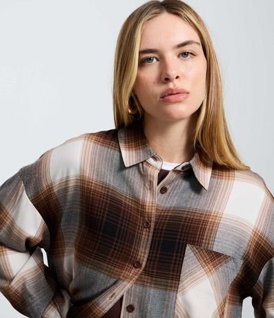 Camisa Regular Manga Larga en Franela de Cuadros 4