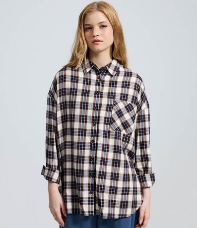 Camisa Regular Manga Larga en Franela de Cuadros 3