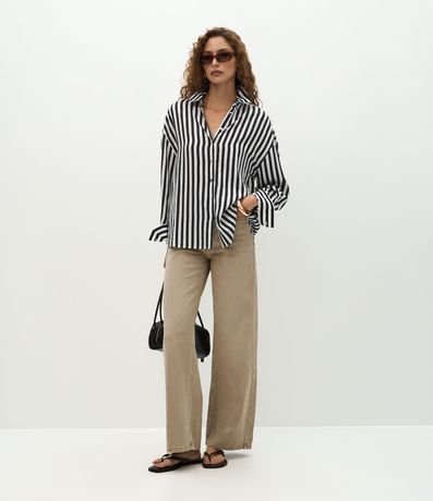 Camisa en Viscosa con Rayas Hilo Teñido 2