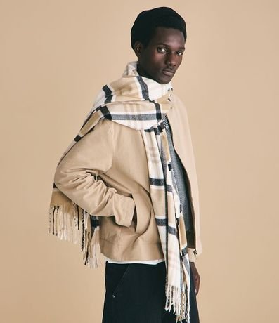 Bufanda en Punto de Cuadros con Franjas