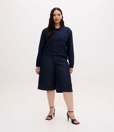 Campera Cropped Jeans con Bolsillos Delanteros Curve & Plus Size 3