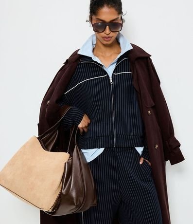 Campera Regular en Algodón sin Felpa con Estampa Rayada 1