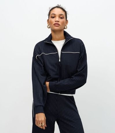 Campera Regular en Algodón sin Felpa con Estampa Rayada