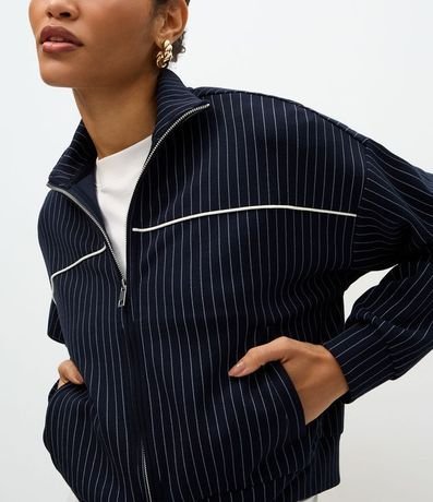 Campera Regular en Algodón sin Felpa con Estampa Rayada 4