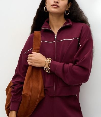 Campera Algodón con Cremallera y Piping Delantero 4