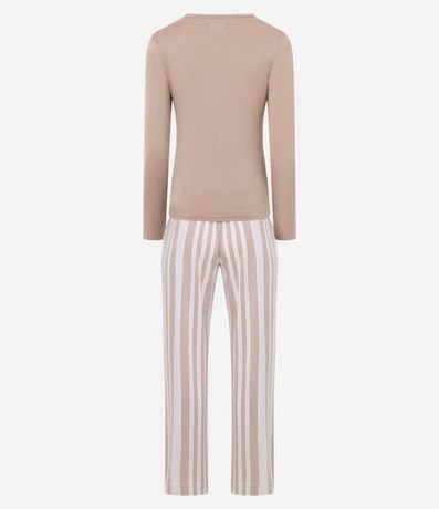 Pijama Largo en Peach Touch con Estampado de Rayas 3