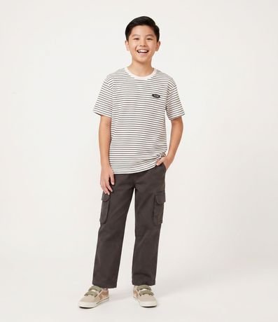 Pantalón Infantil Baggy en Sarga con Bolsillos Cargo - Talle 5 a 14 años