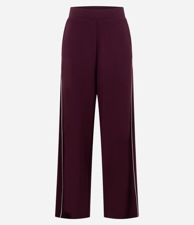Pantalón Wide Leg en Algodón sin Felpa con Piping Contrastante 5