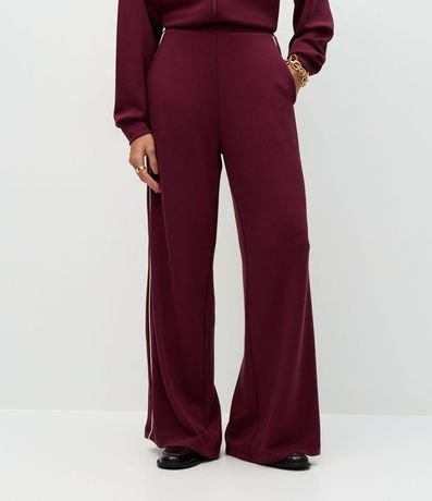 Pantalón Wide Leg en Algodón sin Felpa con Piping Contrastante 3