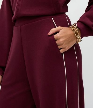 Pantalón Wide Leg en Algodón sin Felpa con Piping Contrastante 4
