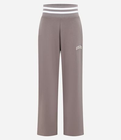 Pantalón Recto Deportivo en Algodón con Cintura en Rib y Lettering 5