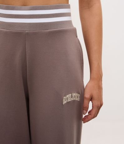 Pantalón Recto Deportivo en Algodón con Cintura en Rib y Lettering 3