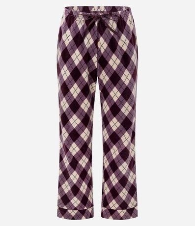 Pijama Larga Americana en Plush en de Cuadros Argyle 6