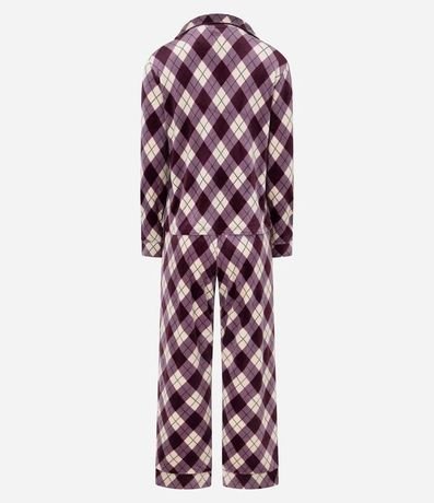 Pijama Larga Americana en Plush en de Cuadros Argyle 7