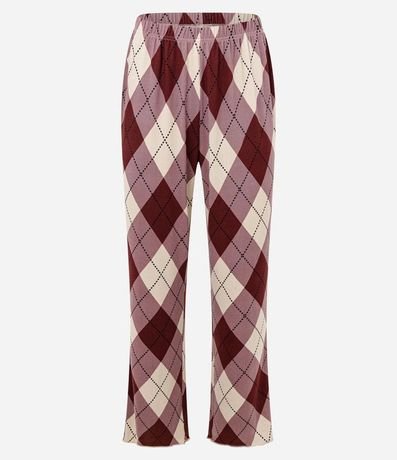 Pijama Largo en Punto con Pantalón de Cuadros Argyle 3