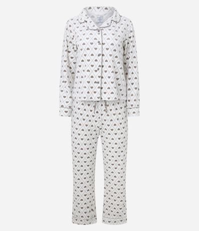 Pijama Americano Largo en Plush con Corazoncitos