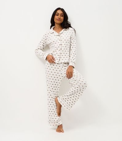 Pijama Americano Largo en Plush con Corazoncitos 5