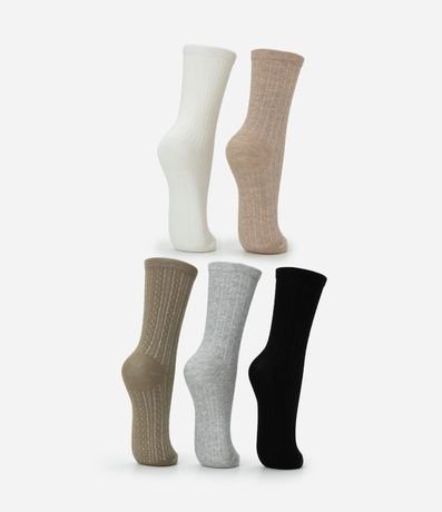 Kit 05 Medias en Algodón con Textura Acanalada 3