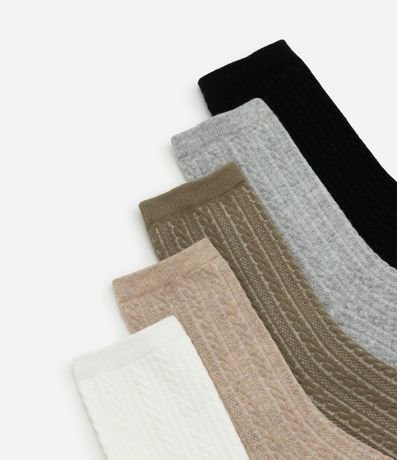 Kit 05 Medias en Algodón con Textura Acanalada 4