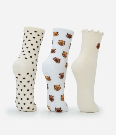 Kit 03 Medias Cano Mediano en Algodón con Estampa de Carpincho 3