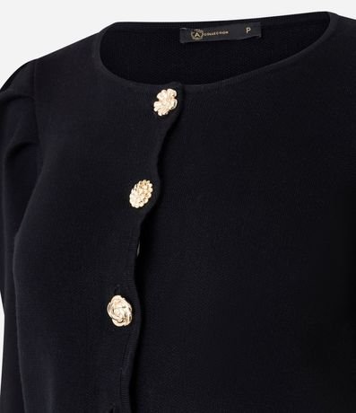 Cardigan Corto en Punto con Manga Abullonada 6
