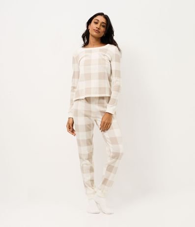 Pijama Largo de Cuadros en Punto Leve