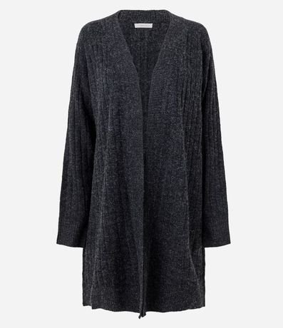 Cardigan Punto Canelado Alargado sin Bolsillos 5
