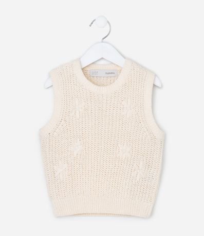 Chaleco Infantil en Chenille con Flores Bordadas – Talle 5 a 14 años