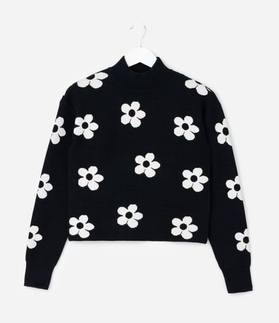 Saco Punto Floral con Cuello Alto - Talle 5 a 14 años 2