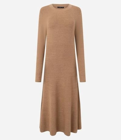 Vestido Evasê Long Midi en Punto con Mangas Largas 7