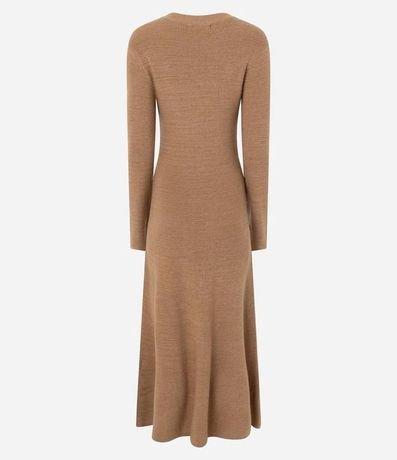 Vestido Evasê Long Midi en Punto con Mangas Largas 9
