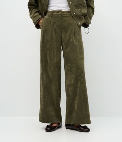 Pantalón Wide Leg en Terciopelo con Detalle en la Cintura 4