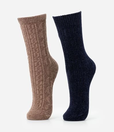 Kit 02 Medias Caña Larga en Chenille con Textura 2