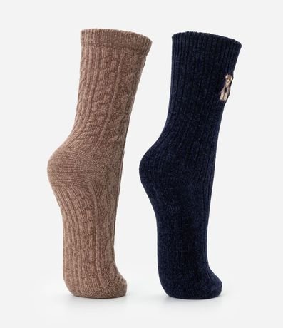 Kit 02 Medias Caña Larga en Chenille con Textura 3