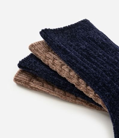 Kit 02 Medias Caña Larga en Chenille con Textura 4