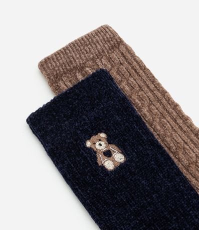 Kit 02 Medias Caña Larga en Chenille con Textura 5