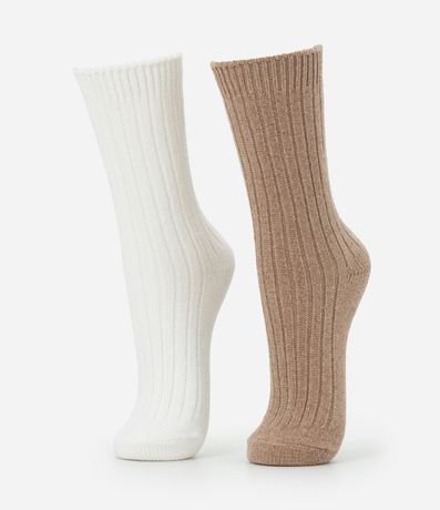 Kit 02 Medias Caña Larga en Chenille con Textura Acanalada