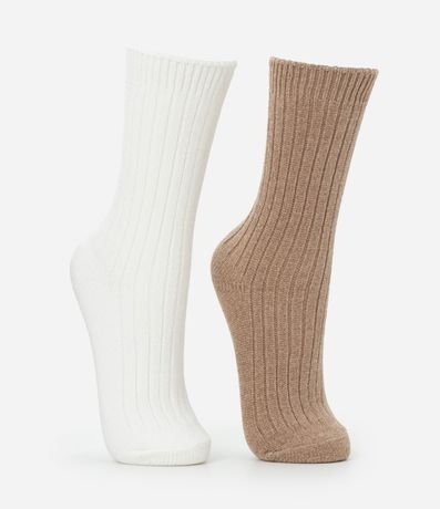 Kit 02 Medias Caña Larga en Chenille con Textura Acanalada 2