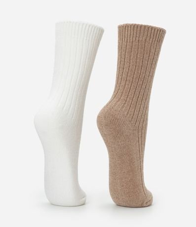 Kit 02 Medias Caña Larga en Chenille con Textura Acanalada 3