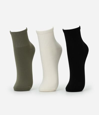 Kit 03 Medias Cano Mediano Deportiva en Poliamida con Lettering