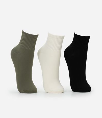 Kit 03 Medias Cano Mediano Deportiva en Poliamida con Lettering 2