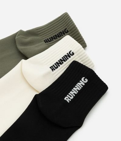 Kit 03 Medias Cano Mediano Deportiva en Poliamida con Lettering 4