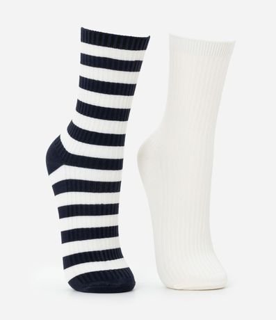 Kit 02 Medias Cano Mediano en Poliamida con Estampada Rayada y Lettering Doing My Best 2