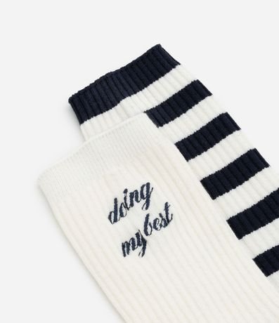 Kit 02 Medias Cano Mediano en Poliamida con Estampada Rayada y Lettering Doing My Best 3