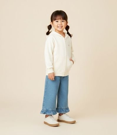 Campera Infantil en Algodón con Bordado de Flor - Talle 1 a 6 años