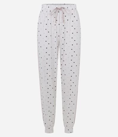 Pantalón de Pijama en Peach Touch con Estampa de Corazón