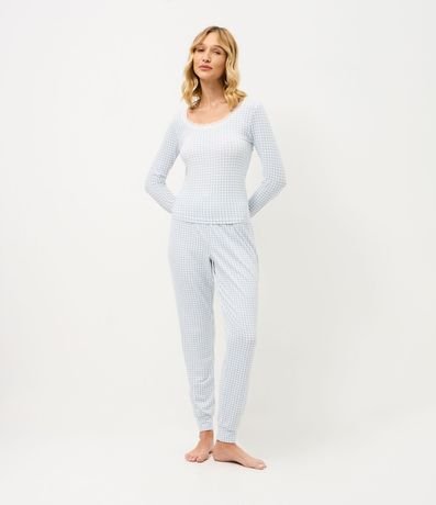 Pantalón de Pijama Jogger con Estampa de Cuadros