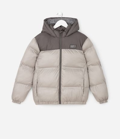 Campera Infantil Puffer con Recorte Contrastante – Talle 5 a 14 años 2