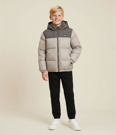 Campera Infantil Puffer con Recorte Contrastante – Talle 5 a 14 años