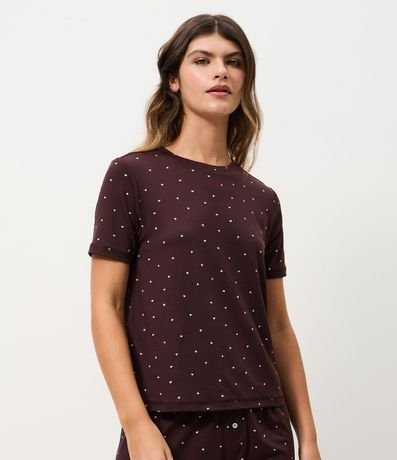 Blusa de Pijama en Peach Touch con Estampado de Corazón